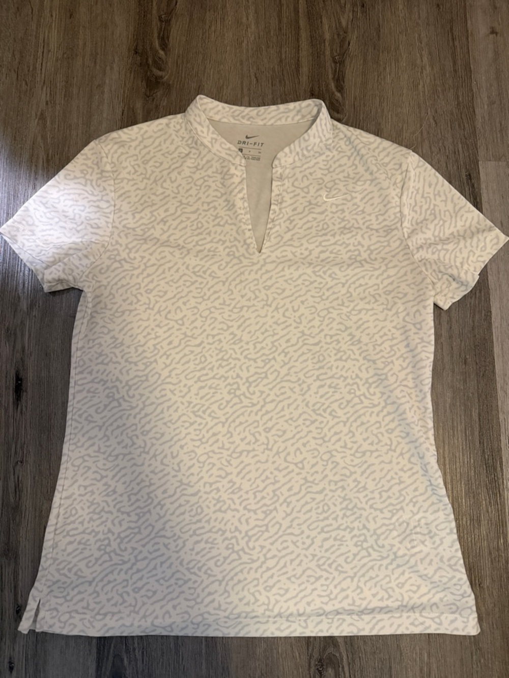 Nike White Short Sleeve Split V Neck Athletic